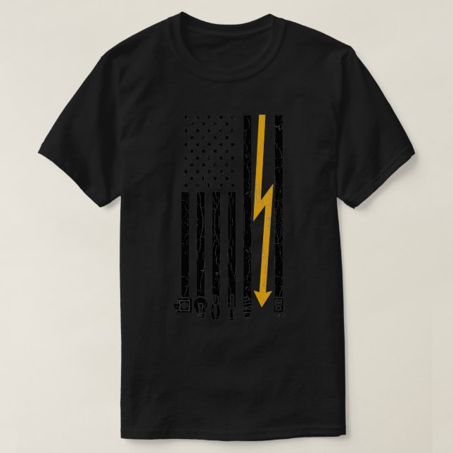 Electricians Flag Funny Electric Graphic  T-Shirt (Design Front)