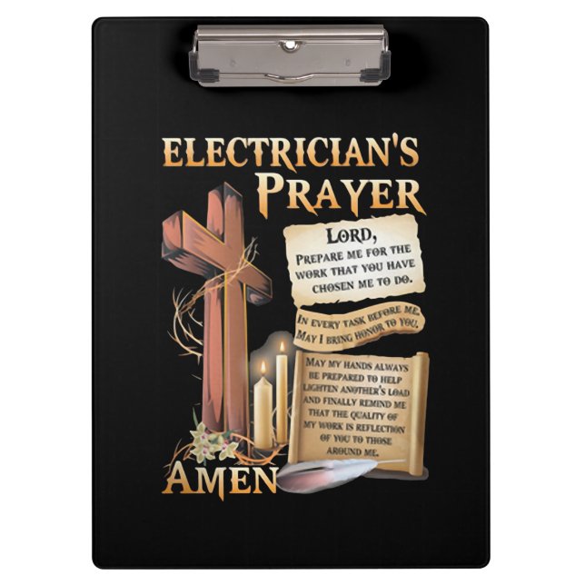 Electrician's prayer Amen Clipboard (Front)