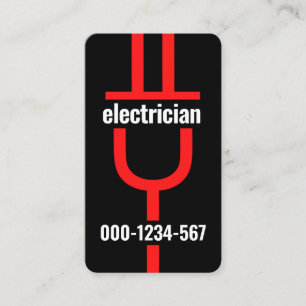 Electrician's Red Power Plug Business Card