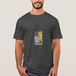 Electricians Wife Funny Electricians USA Flag T-Shirt