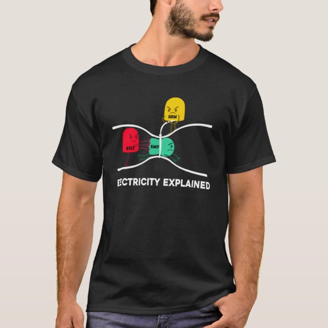 Electricity Explained Electrical Engineer Lineman  T-Shirt (Front)