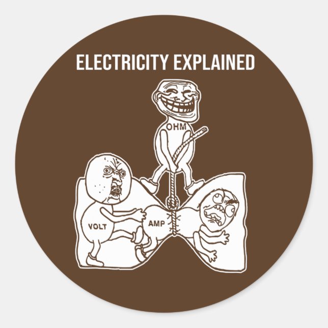 Electricity Explained Electricity Physics Nerd Classic Round Sticker (Front)