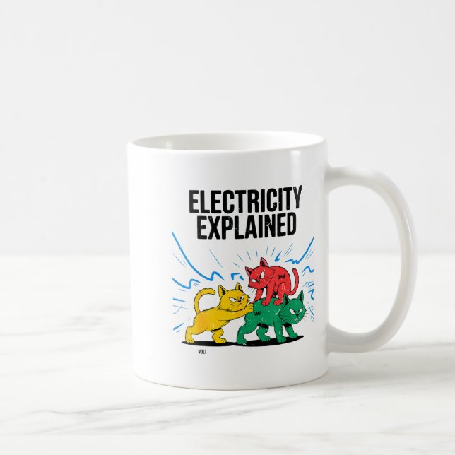 Electricity Explained Funny Cat Physics Humor Scie Coffee Mug (Right)