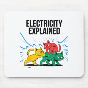 Electricity Explained Funny Cat Physics Humor Scie Mouse Pad