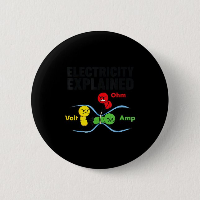 Electricity Explained Funny Geeky Physics Humor Sc 6 Cm Round Badge (Front)