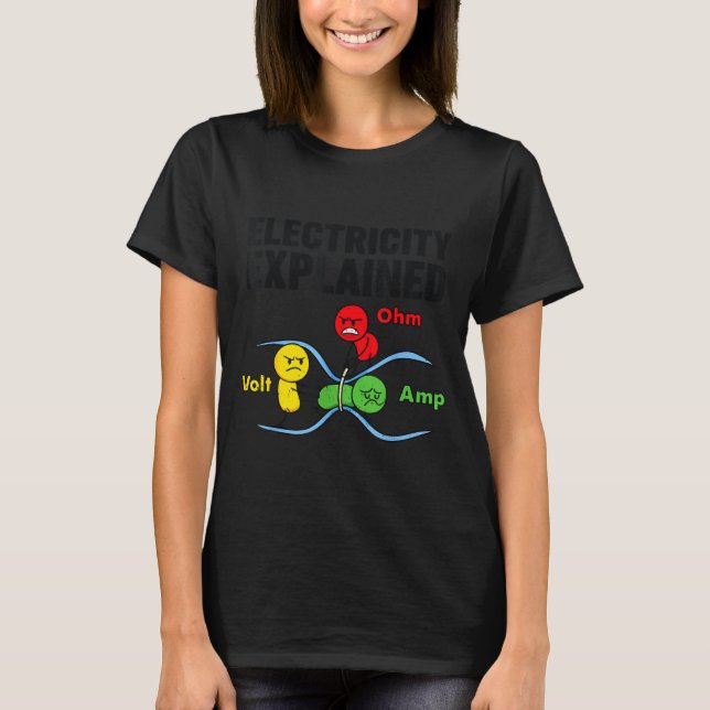 Electricity Explained Funny Geeky Physics Humor Sc T-Shirt (Front)