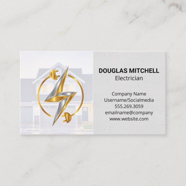 Electricity Logo | Residential Home Business Card (Front)