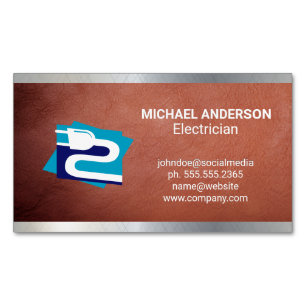 Electricity Plug   Electrician Magnetic Business Card