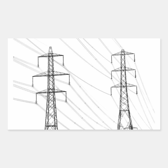 Electricity pylons rectangular sticker (Front)