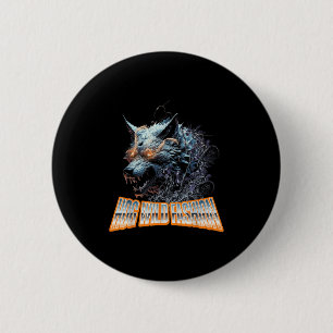 Electrified Wolf Chaos Animal Rage Energy  6 Cm Round Badge