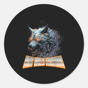 Electrified Wolf Chaos Animal Rage Energy  Classic Round Sticker