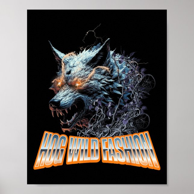 Electrified Wolf Chaos Animal Rage Energy  Poster (Front)