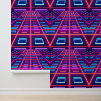 Electrifying 80s Cyberpunk Dance Floor Removable Wallpaper