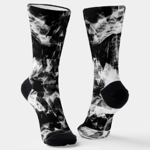 Electrifying black white sparkly triangle flames socks