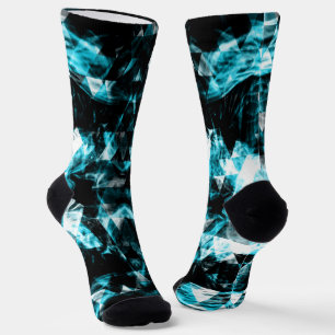Electrifying blue sparkly triangle flames socks