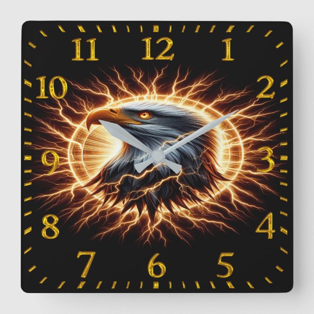 Electrifying Eagle Square Wall Clock (Front)