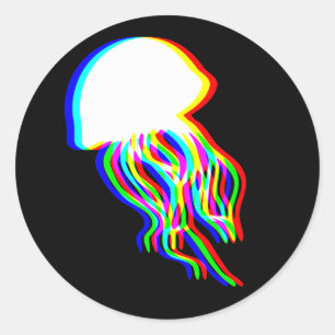 Electrifying Jellyfish EDM Raver Silhouette Classic Round Sticker