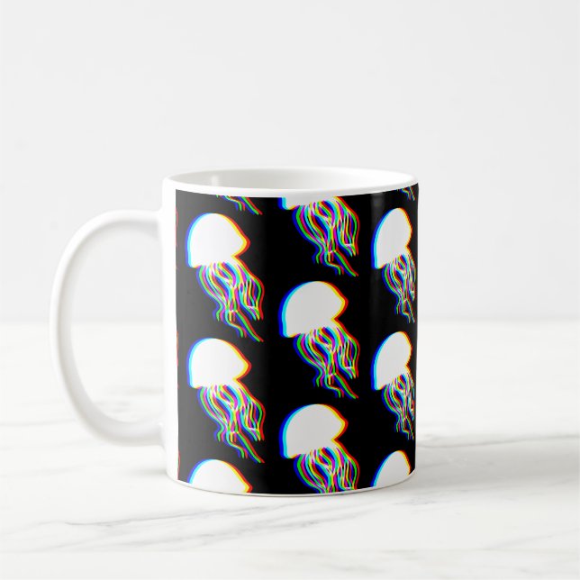 Electrifying Jellyfish EDM Silhouette Patterned Coffee Mug (Left)