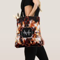 Electrifying orange sparkly triangle fire Monogram