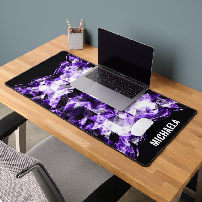Electrifying purple violet sparkly Monogram Desk Mat (Office 2)