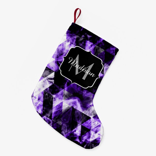 Electrifying purple violet sparkly Monogram Small Christmas Stocking (Front (Hanging))