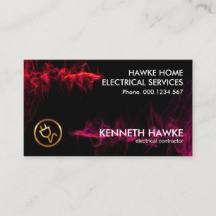Electrifying Red Lightning Wave Electrician Business Card