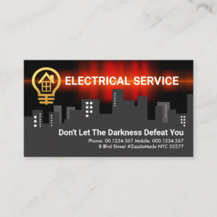 Electrifying Wave Intercepting Gold Electric Bulb Business Card