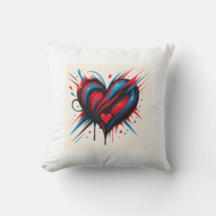 “Electro Passion Heart – Vibrant Abstract Love T-S Cushion