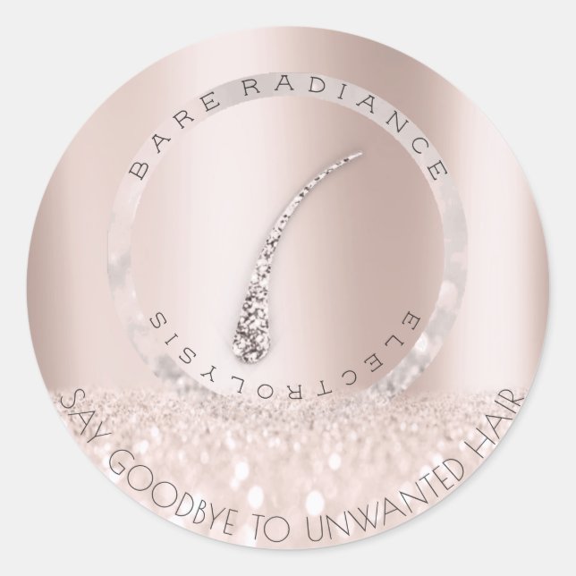 Electrolysis Hair Removal Blush Rose Grey Glam Classic Round Sticker (Front)