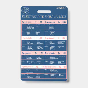 Electrolyte Imbalances Quick Reference Bagde ID Badge