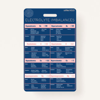 Electrolyte Imbalances Quick Reference Bagde ID Badge
