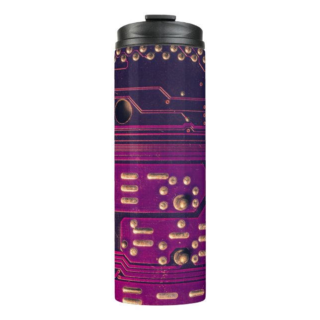 Electronic circuit board abstract background. comp thermal tumbler (Front)