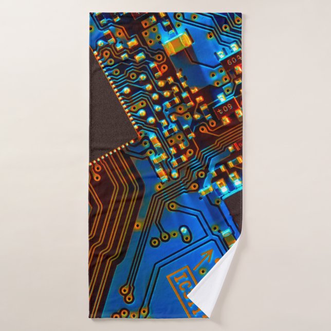 Electronic circuit board close up. background,boar bath towel (Bath Towel)
