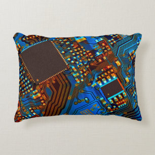 Electronic circuit board close up. background,boar decorative cushion