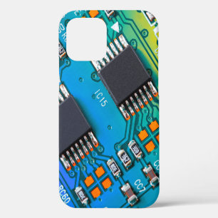 Electronic circuit board close up. background,boar iPhone 12 case