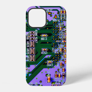 Electronic circuit board close up. background,boar iPhone 12 case