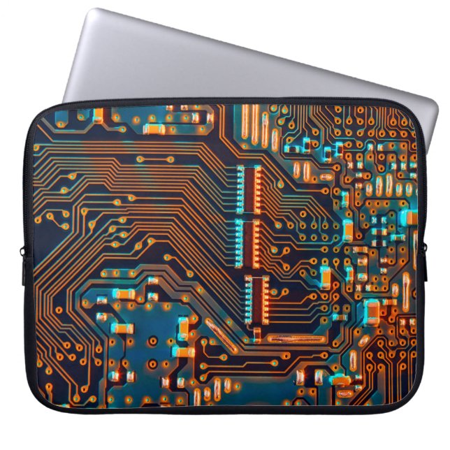 Electronic circuit board close up. background,boar laptop sleeve (Front)