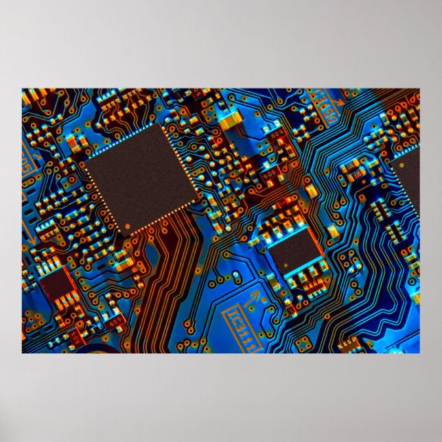 Electronic circuit board close up. background,boar poster (Front)