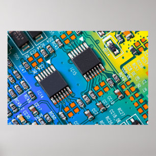 Electronic circuit board close up. background,boar poster