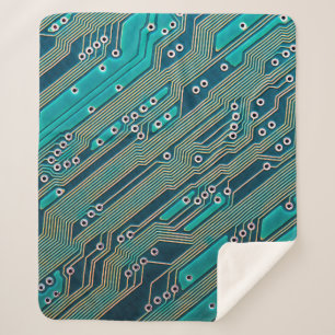 Electronic circuit board close up. background,boar sherpa blanket