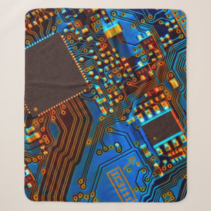 Electronic circuit board close up. background,boar sherpa blanket