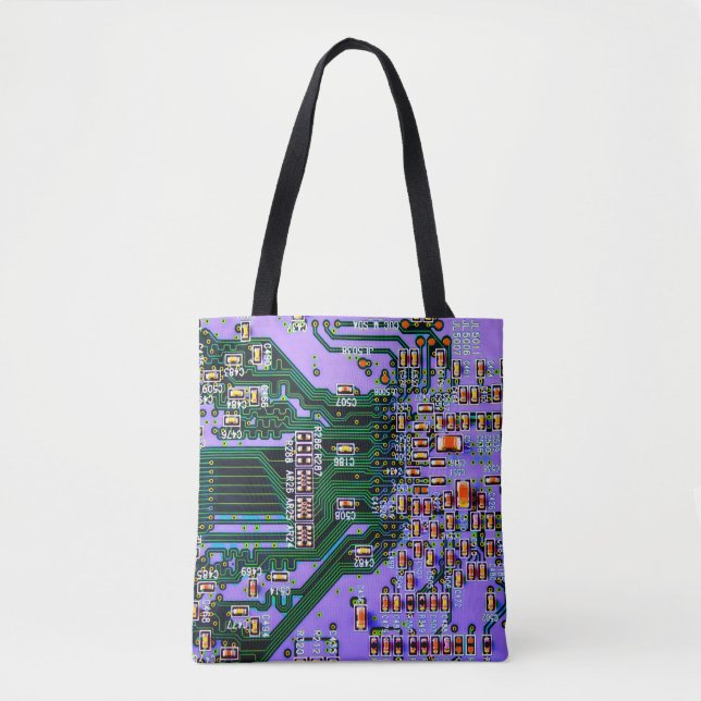 Electronic circuit board close up. background,boar tote bag (Front)