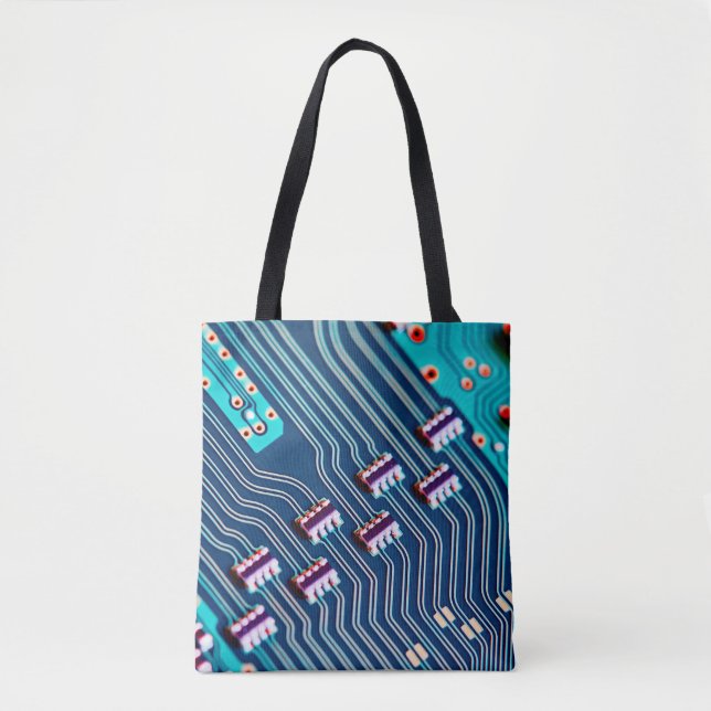 Electronic circuit board close up. background,boar tote bag (Front)