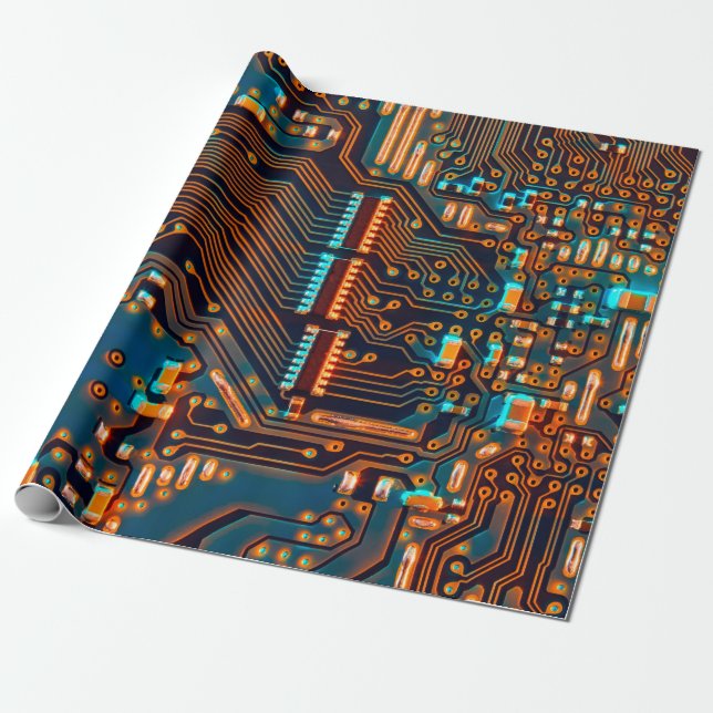 Electronic circuit board close up. background,boar wrapping paper (Unrolled)