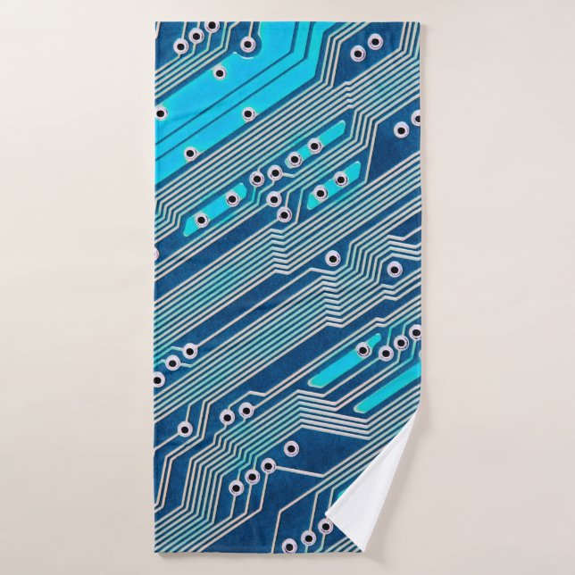 Electronic circuit board close up. circuit,board,b bath towel (Bath Towel)