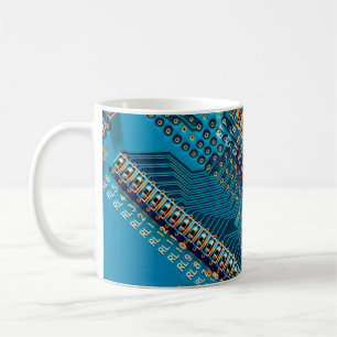 Electronic circuit board close up. computer,semico coffee mug