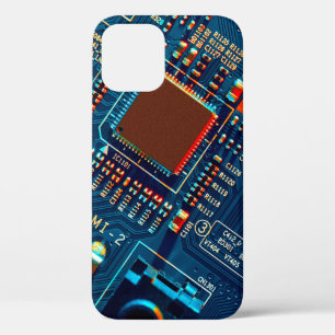 Electronic circuit board close up. electronic,micr iPhone 12 case