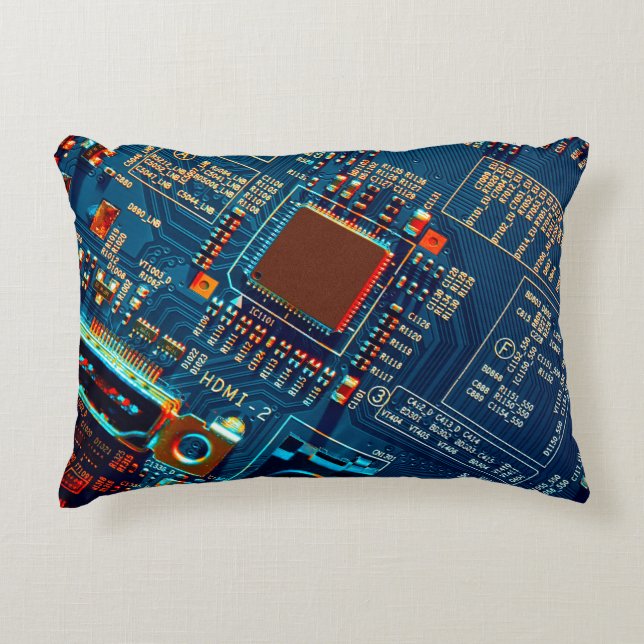 Electronic circuit board close up. electronic,micr decorative cushion (Front)