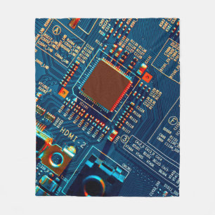 Electronic circuit board close up. electronic,micr fleece blanket