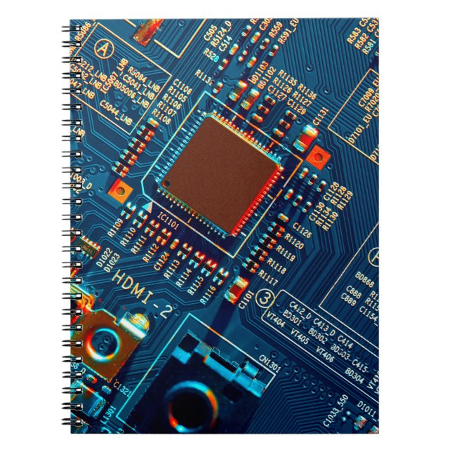 Electronic circuit board close up. electronic,micr notebook (Front)